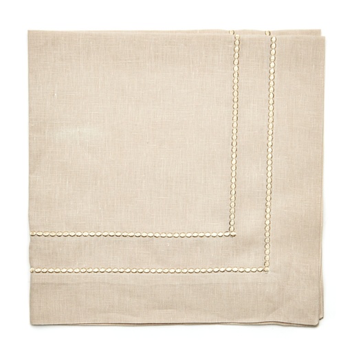 [59-7022T] Taupe Metallic Bauble Embroidered Napkin