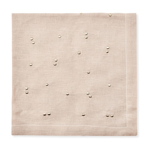 [59-8422TGOLD] Taupe Metallic Scattered Dots Embroidered Napkin