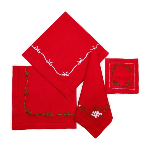 Holiday Bow Embroidered Napkin
