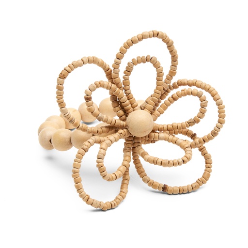 [18-1226IVRY] Wooden Daisy Napkin Ring