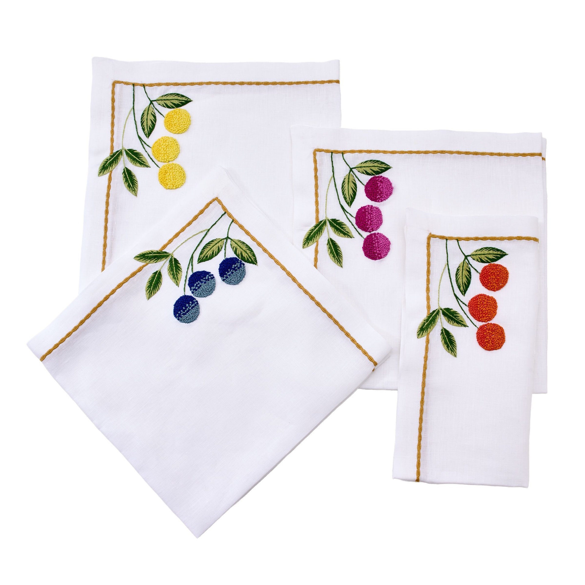 Fruit Blossom Embroidered Napkin